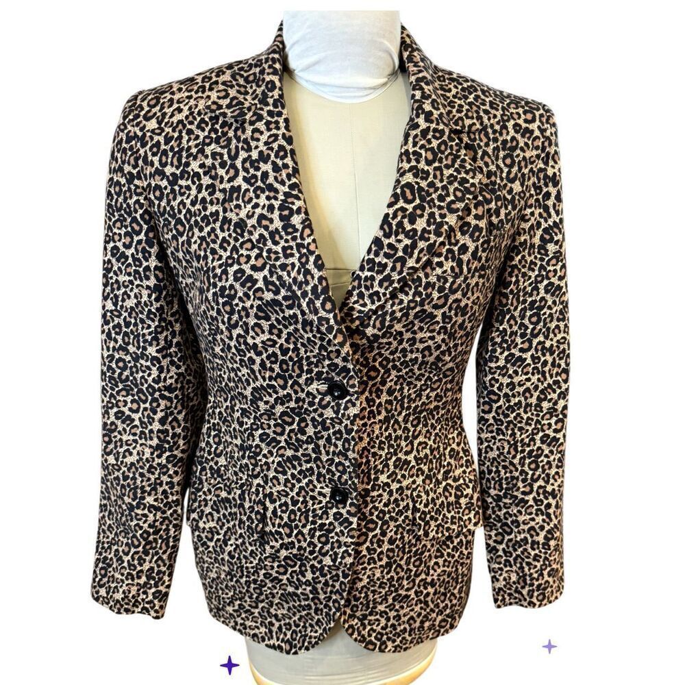 Newport News Leopard Cheetah Blazer Sz. 8 Stretch Vintage